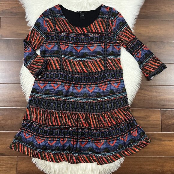 Desigual‎ Women's Size Large Patterned Dudeleis 3/4 Sleeve Dress - Picture 1 of 9